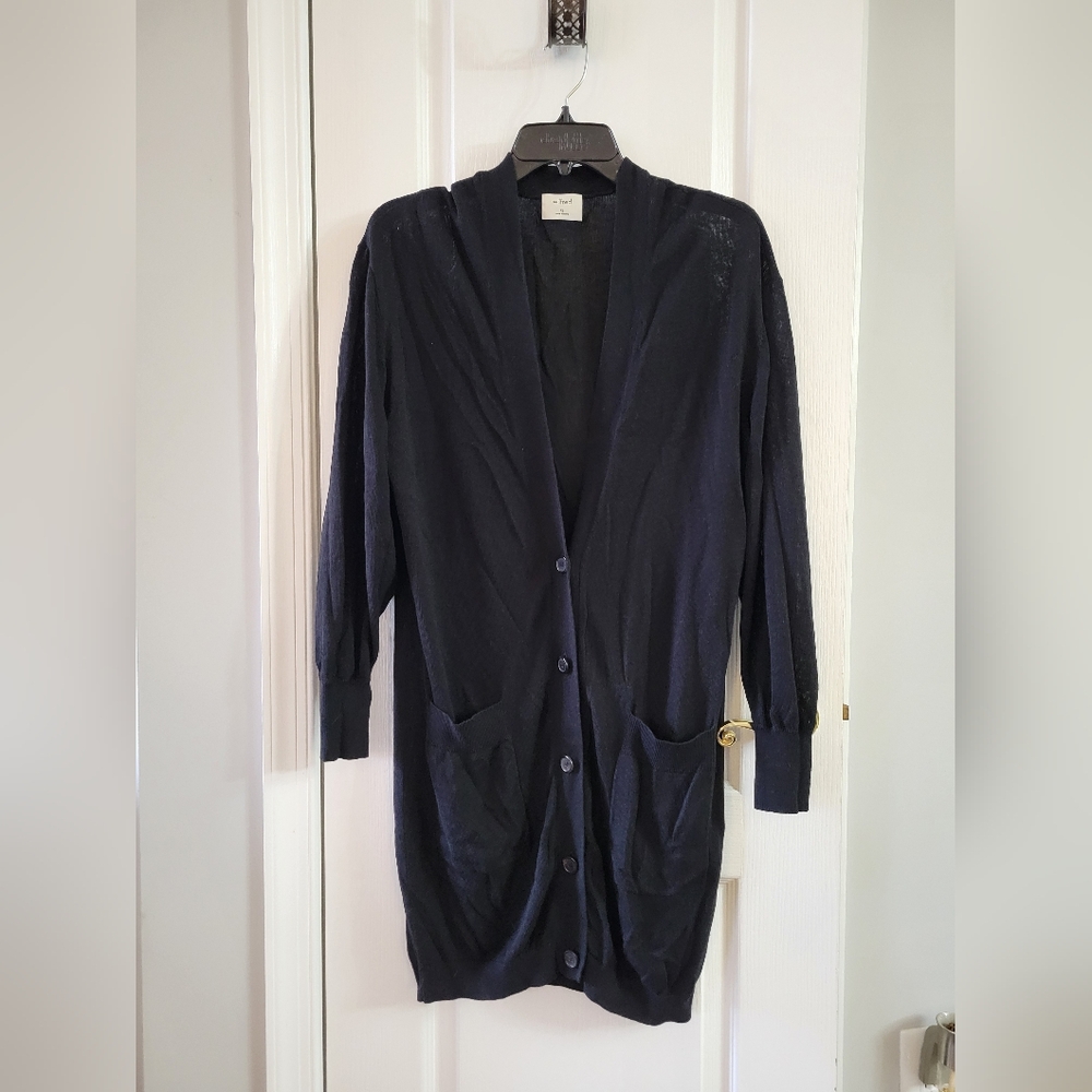 Wilfred Aritzia Madeline Duster Cardigan Long Knit Button Sweater Black Size XS